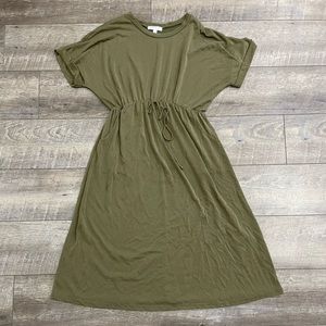 DownEast olive dress WITH POCKETS! size L